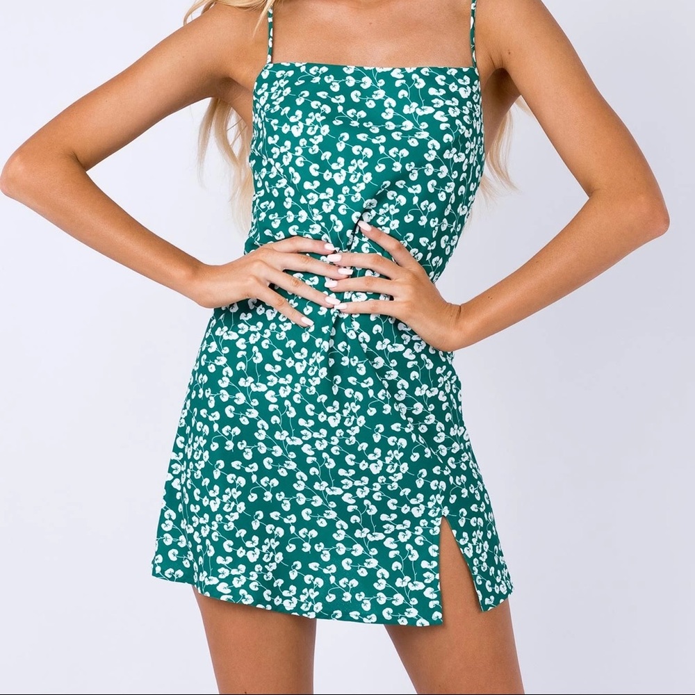 Princess Polly jade basin mini green dress